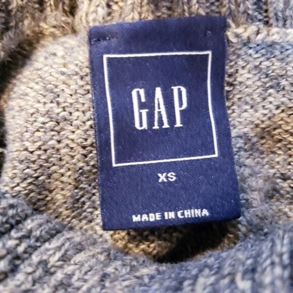 Gap Gray & Tan Mock Neck Button Collar Knit Tunic Sweater Women's Size XS - Picture 7 of 9